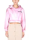 Moschino Couture Art Theme Cropped Sweatshirt In Pink