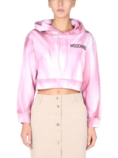 MOSCHINO ART THEME CROPPED SWEATSHIRT