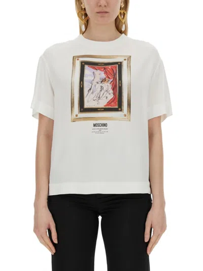 MOSCHINO ARTISTIC PRINT SATIN T-SHIRT