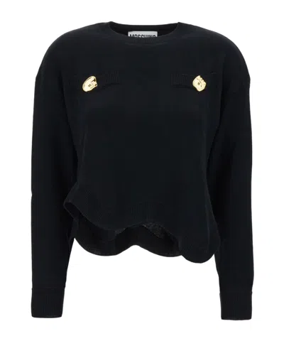MOSCHINO MOSCHINO ASYMMETRIC HEM CREWNECK KNITTED JUMPER