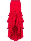 Moschino Skirt In Crepe With Ruffles In Red