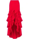 Moschino Skirt In Crepe With Ruffles In Red