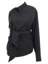 Moschino Asymmetric One-shoulder Shirt With Tailored Sash Detail In Black