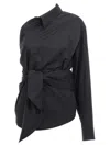 Moschino Asymmetric One-shoulder Shirt With Tailored Sash Detail In Black