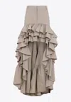 Moschino Skirt With Asymmetrical Ruffled High-low Hem In Beige