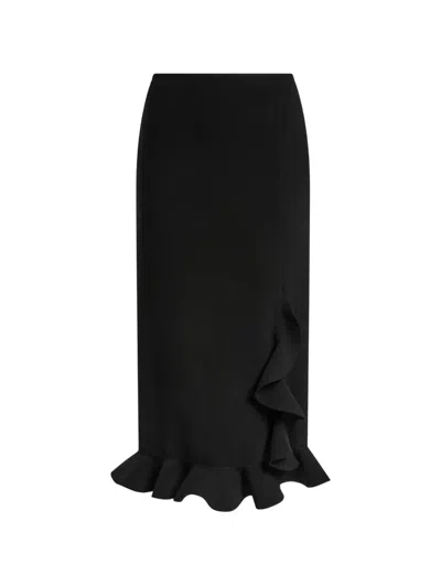 Moschino Jersey Skirt High Waist Ruffled Hem Fitted In Black
