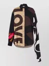 Moschino Multicolor Silk Shirt With Asymmetrical Long Sleeve In Black