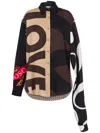 Moschino Multicolor Silk Shirt With Asymmetrical Long Sleeve