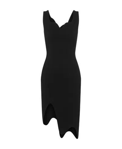 Moschino Asymmetric Sleeveless Crepe Dress In Black