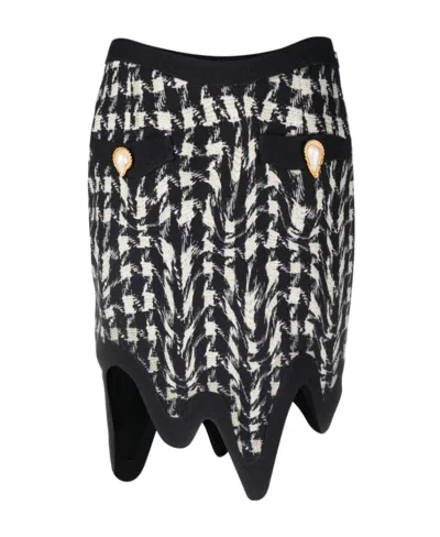 Moschino Asymmetric Wool Miniskirt In Black