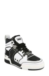 Moschino Streetball Asymmetrical High-top Sneakers In Black White