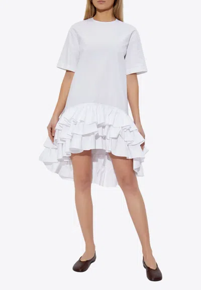 Moschino Asymmetrical Ruffled Dress In White