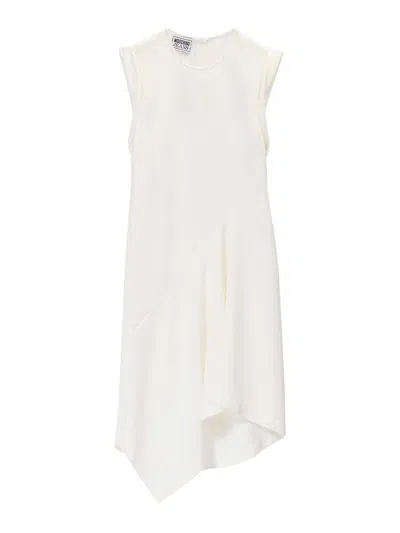 Moschino Asymmetrical Shutted Dress In White