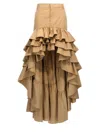 Moschino Skirt With Asymmetrical Ruffled High-low Hem In Beige