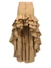 Moschino Skirt With Asymmetrical Ruffled High-low Hem In Beige