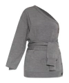 Moschino One-shoulder Wool Cardigan Tailored Twist In Gray