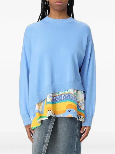 Moschino Asymmetric-hem Layered Sweater In Blue