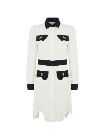 Moschino Asymmetric-hem Mini Shirt Dress In White