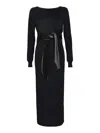 Moschino Attached-scarf Knitted Maxi Dress In Blue