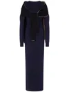 Moschino Attached-scarf Knitted Maxi Dress In Blue