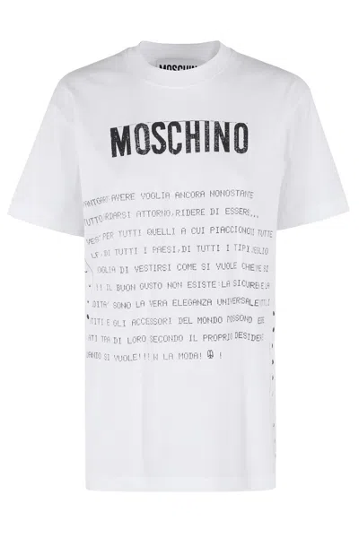 Moschino Crew Neck Graphic Print Short Sleeves In White