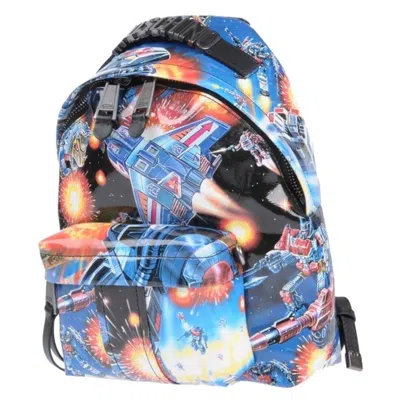 Pre-owned Moschino Aw17  Couture Jeremy Scott Transformers Blue Multi-color Print Backpack