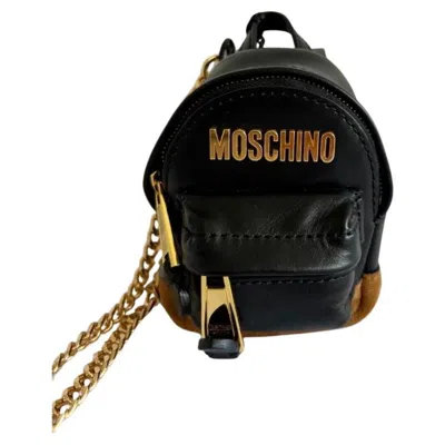 Pre-owned Moschino Aw20  Couture Mini Leather Black Backpack/keychain/belt Bag/shoulder Bag