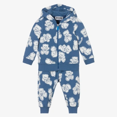 Moschino Baby Baby Boys Blue Cotton Teddy Logo Tracksuit