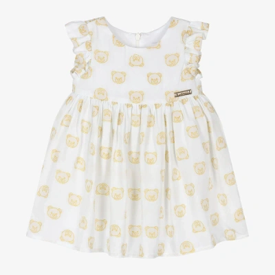 Moschino Baby Baby Girls Ivory & Gold Teddy Bear Dress