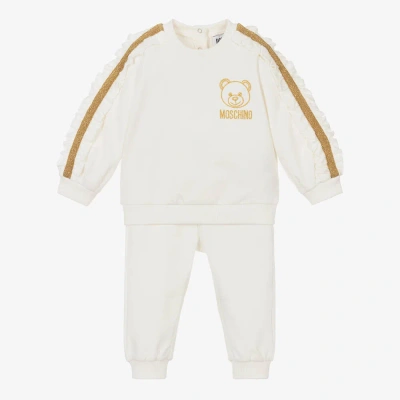 Moschino Baby Baby Girls Ivory Cotton Teddy Tracksuit