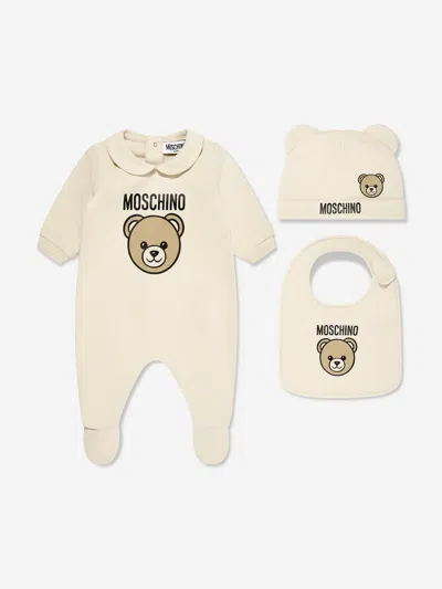 Moschino Baby Bear Babygrow Set In Neutral