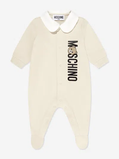 Moschino Baby Bear Logo Babygrow In Neutral