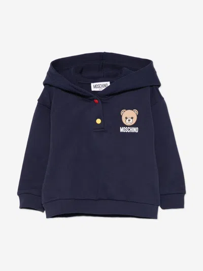 Moschino Kids'  Baby Bear Logo Hoodie In Blue