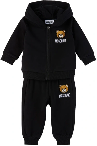 Moschino Baby Black Teddy Sweatsuit In 60100 Black