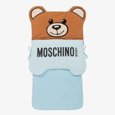 Moschino Baby Babies' Blue Cotton Logo Nest (77cm)