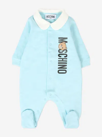 Moschino Kids'  Baby Boys Bear Logo Babygrow In Blue