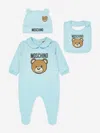 Moschino Baby Boys Bear Logo Babygrow Gift Set In Blue