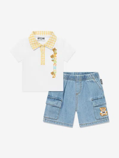 Moschino Baby Boys Polo Shirt And Shorts Set In Blue