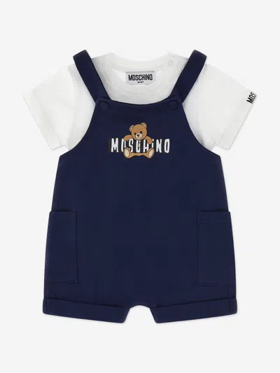 Moschino Baby Boys T-shirt And Dungarees Set In Blue