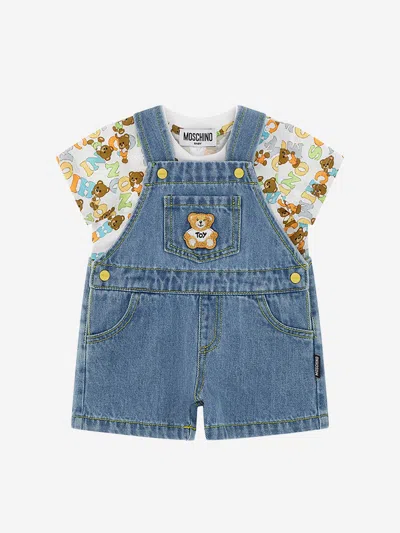 Moschino Baby Boys Teddy Bear Dungaree Set In Blue