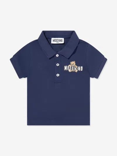 Moschino Kids'  Baby Boys Teddy Bear Logo Polo Shirt In Blue