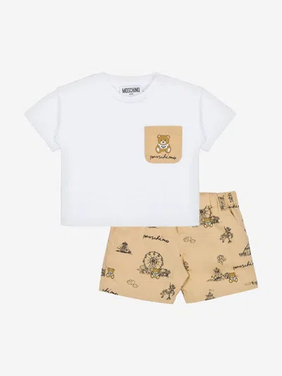 Moschino Baby Boys Teddy Bear Short Set In Beige