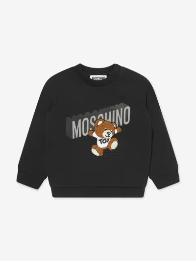 Moschino Babies' Teddy Bear-embroidered Cotton Sweatshirt In Black