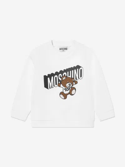 Moschino Kids' Baby Boys Teddy Logo Sweatshirt In White