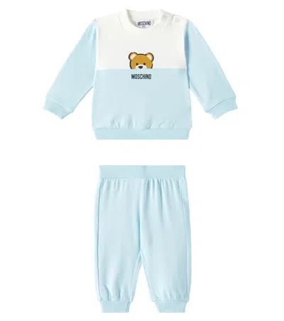 Moschino Baby Cotton-blend Tracksuit Gift Set In Blue
