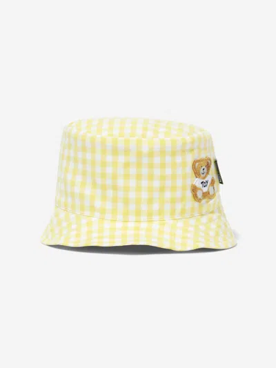 Moschino Baby Gingham Teddy Bear Bucket Hat In Yellow