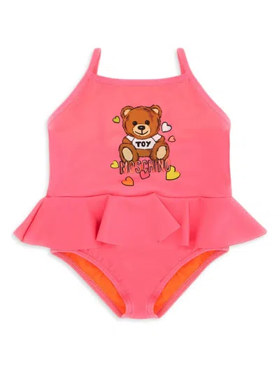 Moschino Baby Girl's & Little Girl's Teddy Bear Peplum Swimsuit In Pink