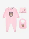 Moschino Baby Girls Bear Babygrow Set In Pink