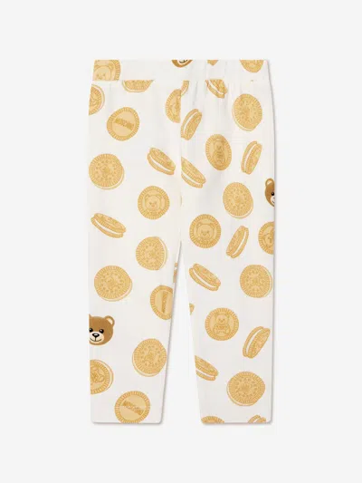 Moschino Baby Girls Cookie Leggings In Ivory