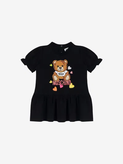 Moschino Baby Girls Cotton Teddy Heart Dress In Black